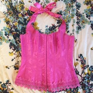 EUC Fredericks pink halter style corset size 36